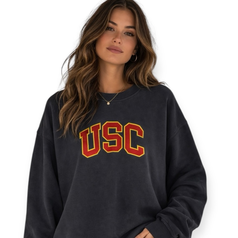 LULULEMON x USC Trojans Perfectly Oversized Black Crew Neck Sweatshirt Size 6